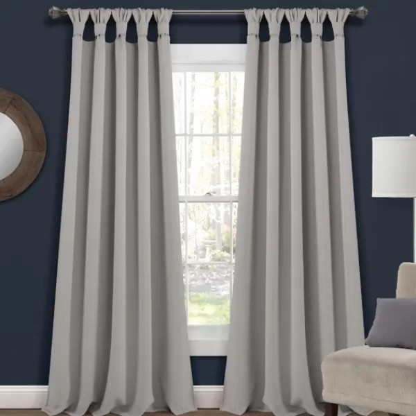 Curtains & Drapes-Kirkland's Home Light Knotted Curtain Panel Set, 95 In. Gray