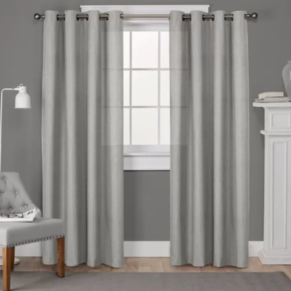 Curtains & Drapes-Kirkland's Home Light Lila Curtain Panel Set, 108 In. Gray