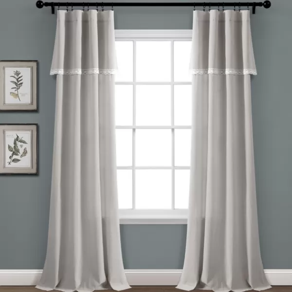 Curtains & Drapes-Kirkland's Home Light Linen Lace Curtain Panel Set, 84 In. Gray