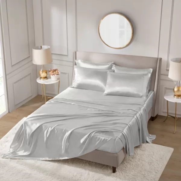 Bed Sheets-Kirkland's Home Light Satin 6-Pc. King Sheet Set Gray