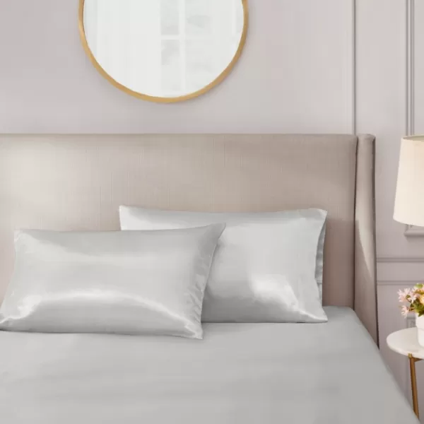Bed Sheets-Kirkland's Home Light Satin Standard 2-Pc. Pillow Case Set Gray