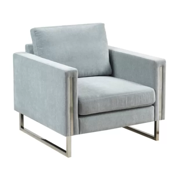 Accent Chairs-Kirkland's Home Light Velvet And Chrome Accent Chair Green