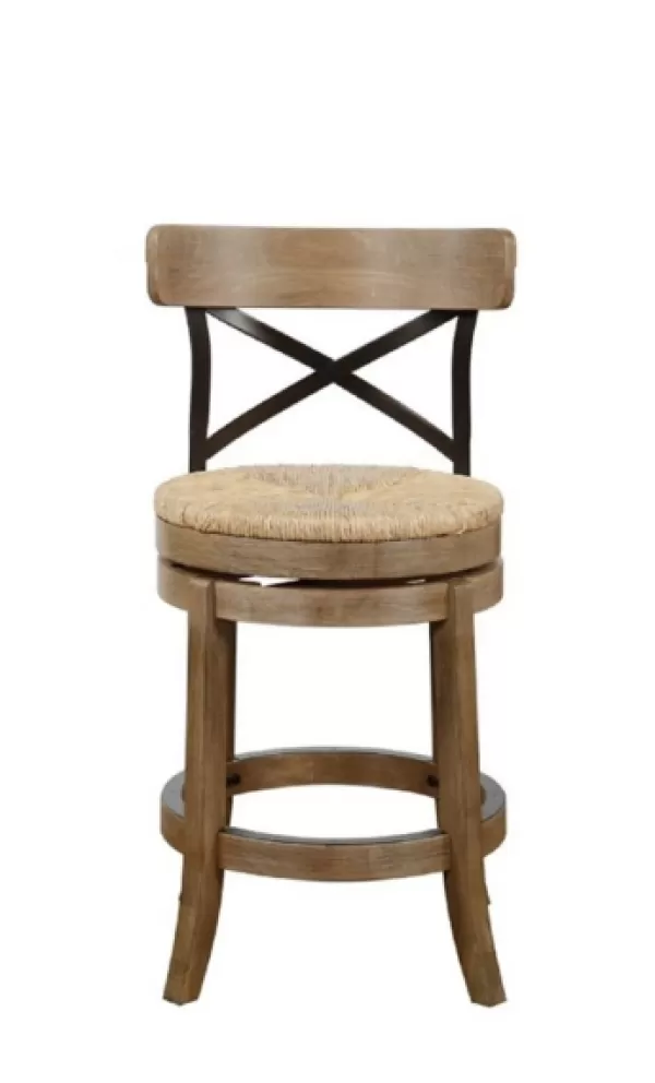 Bar Stools & Counter Height Stools-Kirkland's Home Light Wood And Seagrass Swivel Counter Stool Brown