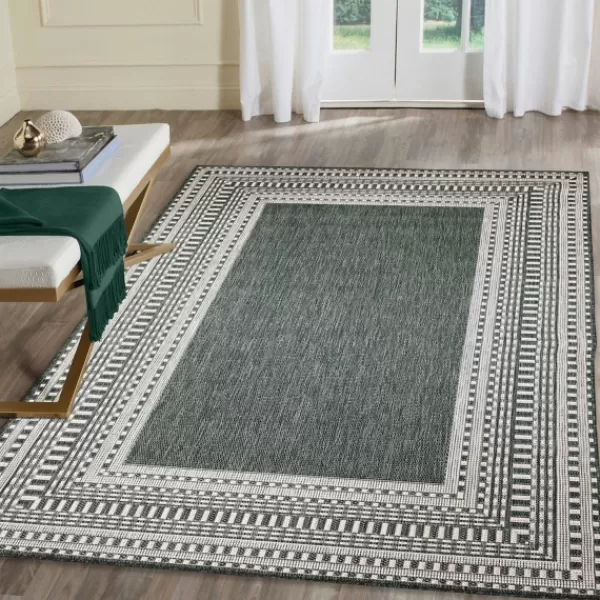 Outdoor Rugs-Kirkland's Home Linear Macy Indoor/Outdoor Area Rug, 4X7 Green
