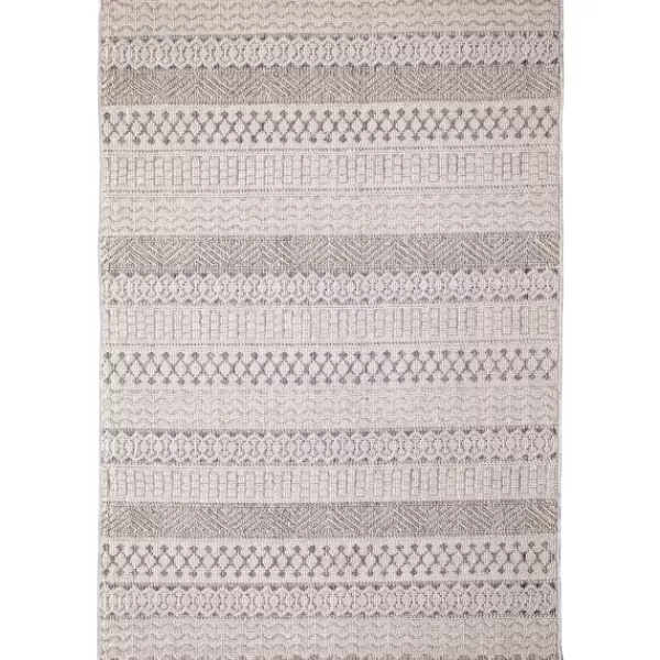 Outdoor Rugs-Kirkland's Home Linear Sundry Outdoor Area Rug, 6X9 Gray