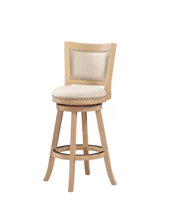 Bar Stools & Counter Height Stools-Kirkland's Home Linen And Driftwood Nailhead Swivel Bar Stool Brown