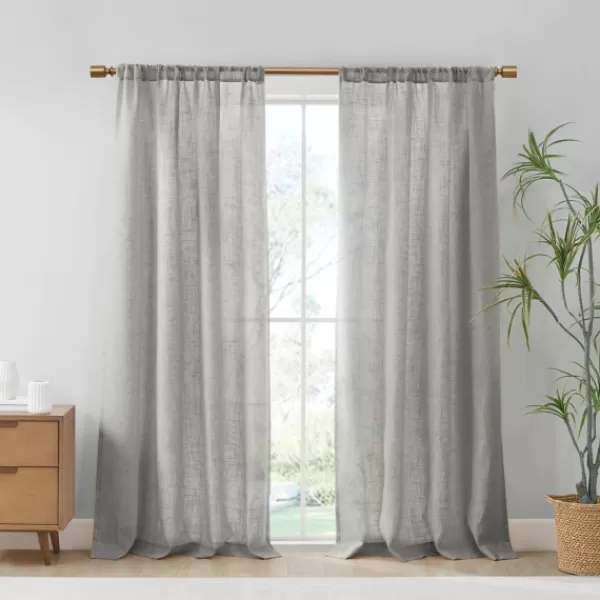 Curtains & Drapes-Kirkland's Home Linen Blend Curtain Panel Set, 84 In Gray