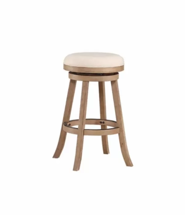 Bar Stools & Counter Height Stools-Kirkland's Home Linen Driftwood Finish Swivel Bar Stool Tan