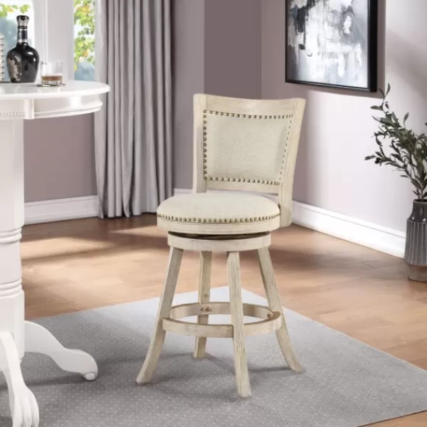 Bar Stools & Counter Height Stools-Kirkland's Home Linen Nailhead Trim Counter Stool, 38 In. Ivory