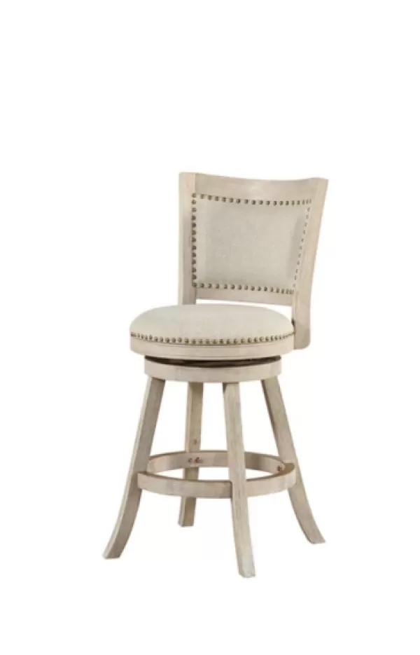 Bar Stools & Counter Height Stools-Kirkland's Home Linen Nailhead Trim Counter Stool, 38 In. Ivory