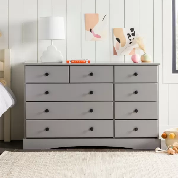 Dressers & Chests-Kirkland's Home Lola Cottage Frame Nine-Drawer Dresser Gray