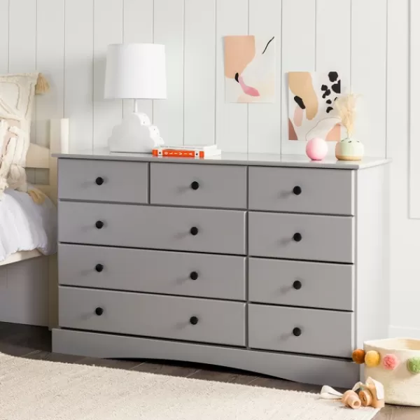 Dressers & Chests-Kirkland's Home Lola Cottage Frame Nine-Drawer Dresser Gray