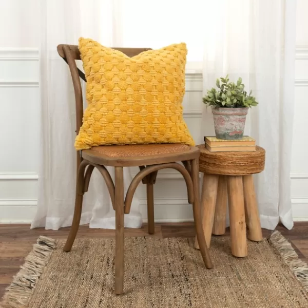 Pillows-Kirkland's Home Looped Cotton Throw Pillow Yellow