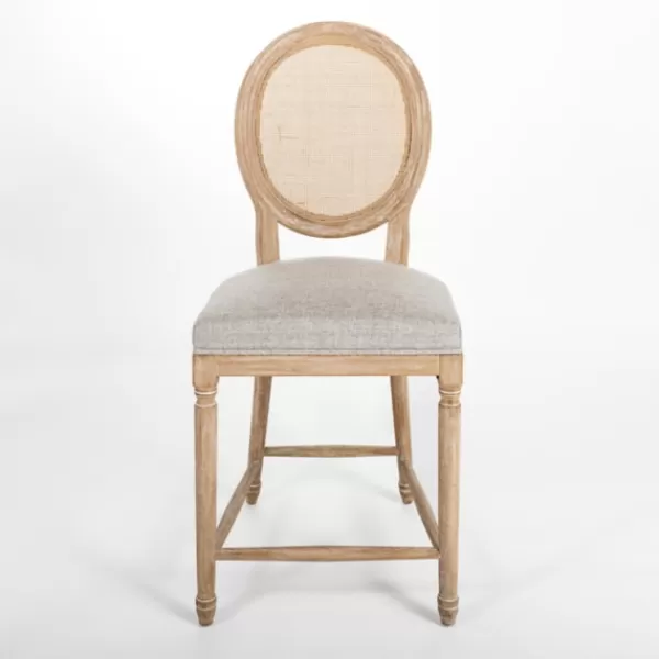 Bar Stools & Counter Height Stools-Kirkland's Home Louis Cane Upholstered Counter Stool Gray