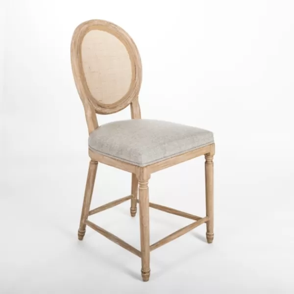 Bar Stools & Counter Height Stools-Kirkland's Home Louis Cane Upholstered Counter Stool Gray