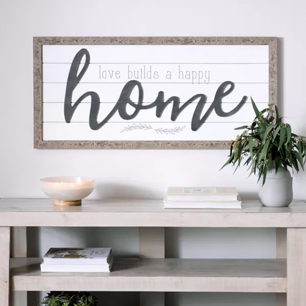 Wall Quotes & Signs-Kirkland's Home Love Builds A Happy Home Printed Wall Art Gray