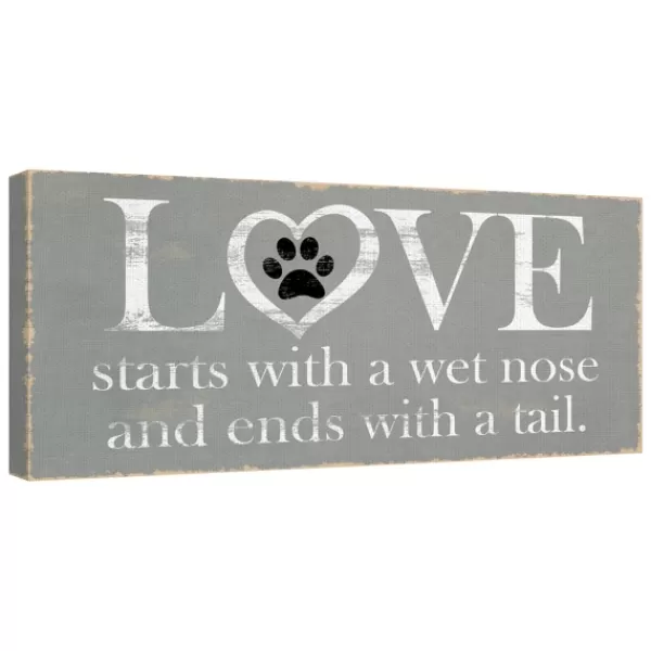 Wall Quotes & Signs-Kirkland's Home Love Starts With A Wet Nose Canvas Art Print Gray