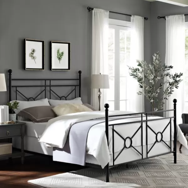 Beds & Headboards-Kirkland's Home Macgregor Metal X-Panel King Bed Black