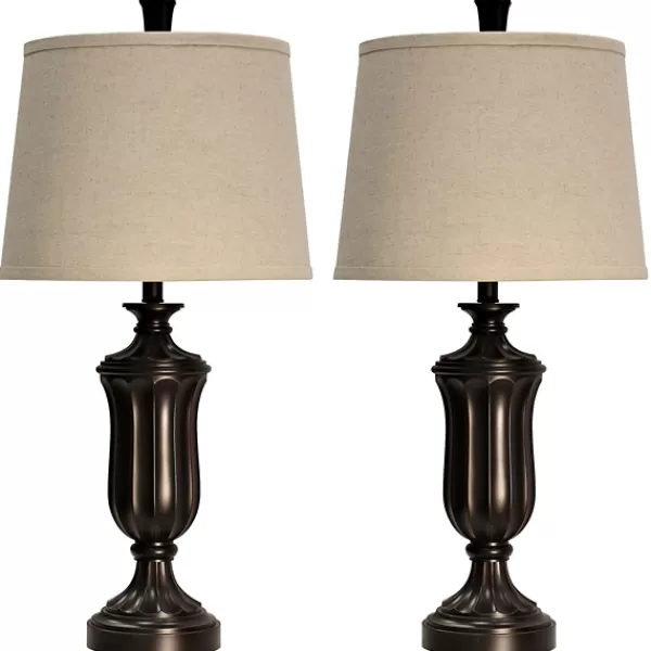 Table Lamps-Kirkland's Home Madison Bronze Table Lamps, Set Of 2 Tan