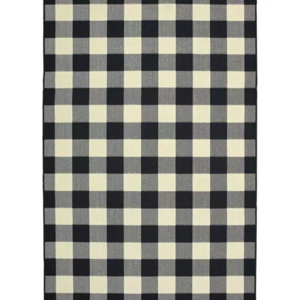 Outdoor Rugs-Kirkland's Home Madura Buffalo Check Outdoor Area Rug, 3X5 Black/White