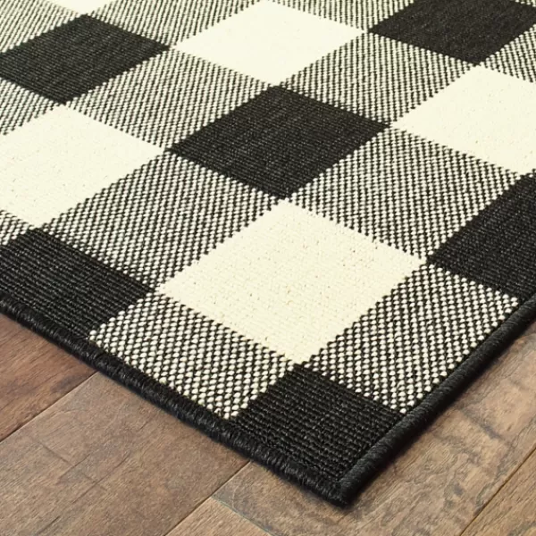 Outdoor Rugs-Kirkland's Home Madura Buffalo Check Outdoor Area Rug, 3X5 Black/White