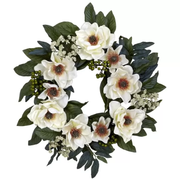 Wreaths-Kirkland's Home Magnolia And Berry Wreath White