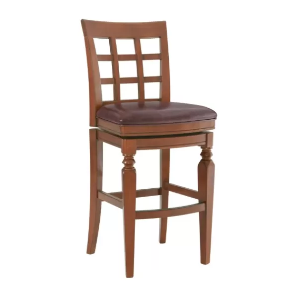 Bar Stools & Counter Height Stools-Kirkland's Home Mahogany Trellis Swivel Bar Stool Brown