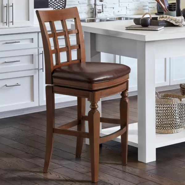 Bar Stools & Counter Height Stools-Kirkland's Home Mahogany Trellis Swivel Bar Stool Brown