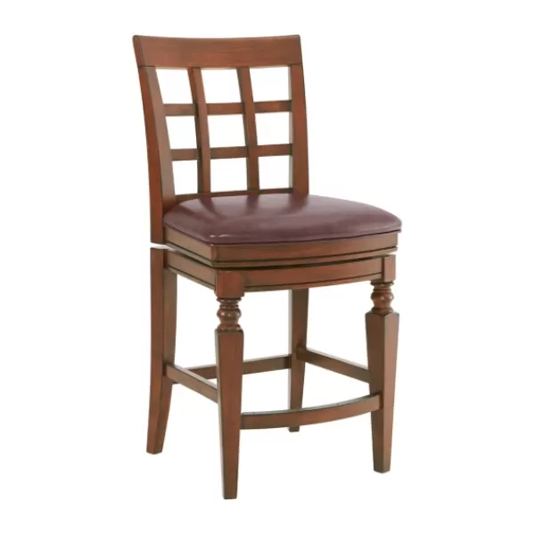 Bar Stools & Counter Height Stools-Kirkland's Home Mahogany Trellis Swivel Counter Stool Brown