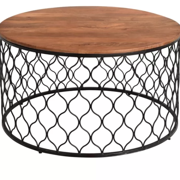 Coffee Tables-Kirkland's Home Mango Wood And Black Iron Coffee Table Brown