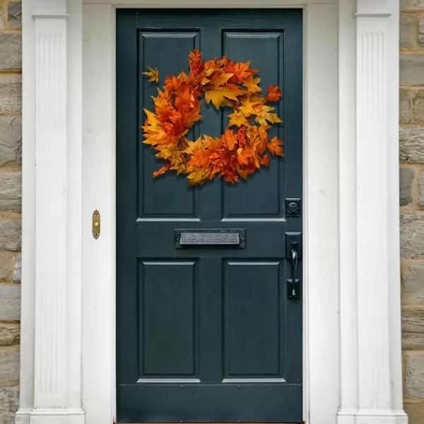 Wreaths-Kirkland's Home Maple Leaf Fall Foliage Wreath Orange
