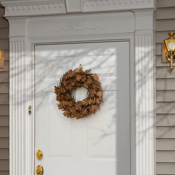 Wreaths-Kirkland's Home Maple Leaves Wreath Brown