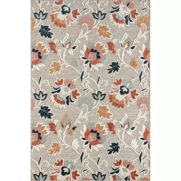 Outdoor Rugs-Kirkland's Home Mara Floral Blossom Indoor/Outdoor Area Rug, 7X9 Gray/White/Multi