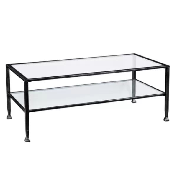 Coffee Tables-Kirkland's Home Mara Glass And Metal Coffee Table Black
