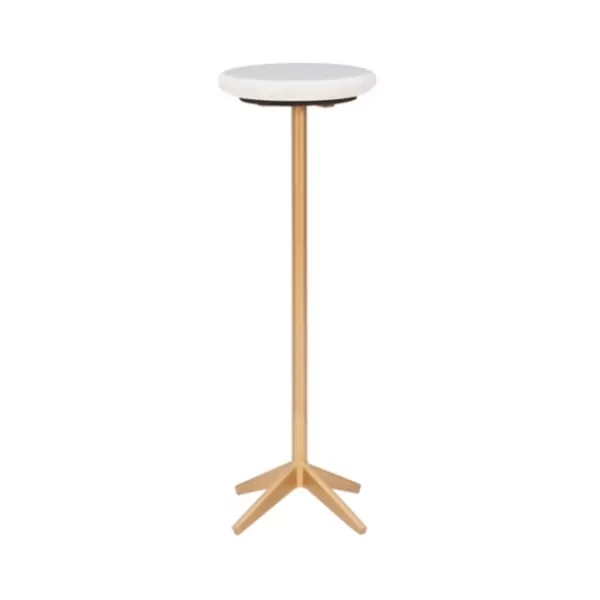 Accent & End Tables-Kirkland's Home Marble And Gold Base Cocktail Table White