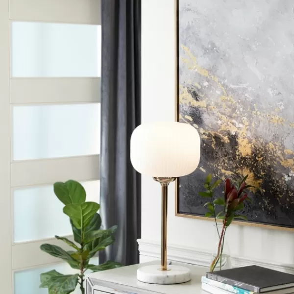 Table Lamps-Kirkland's Home Marble And Gold Metal Globe Table Lamp White