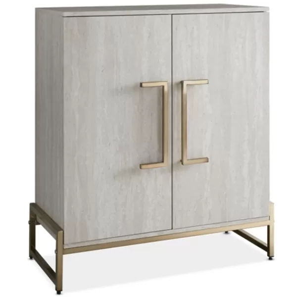Cabinets & Sideboards-Kirkland's Home Marble Finish Gold Handle Storage Cabinet
