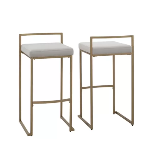 Bar Stools & Counter Height Stools-Kirkland's Home Marley And Gold Bar Stools, Set Of 2 Gray