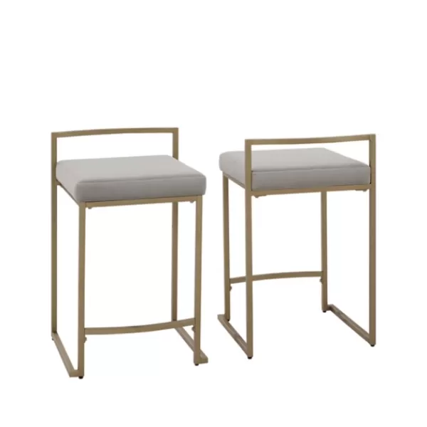 Bar Stools & Counter Height Stools-Kirkland's Home Marley And Gold Counter Stools, Set Of 2 Gray