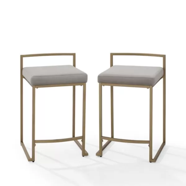 Bar Stools & Counter Height Stools-Kirkland's Home Marley And Gold Counter Stools, Set Of 2 Gray