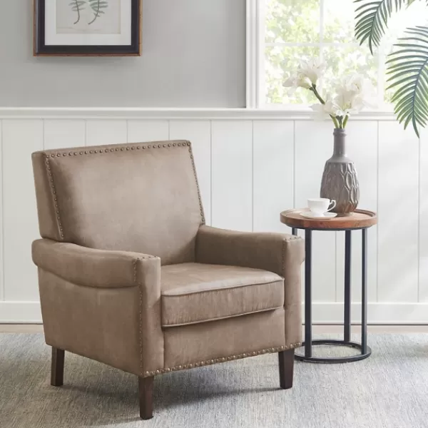 Accent Chairs-Kirkland's Home Martha Stewart Faux Leather Accent Chair Brown