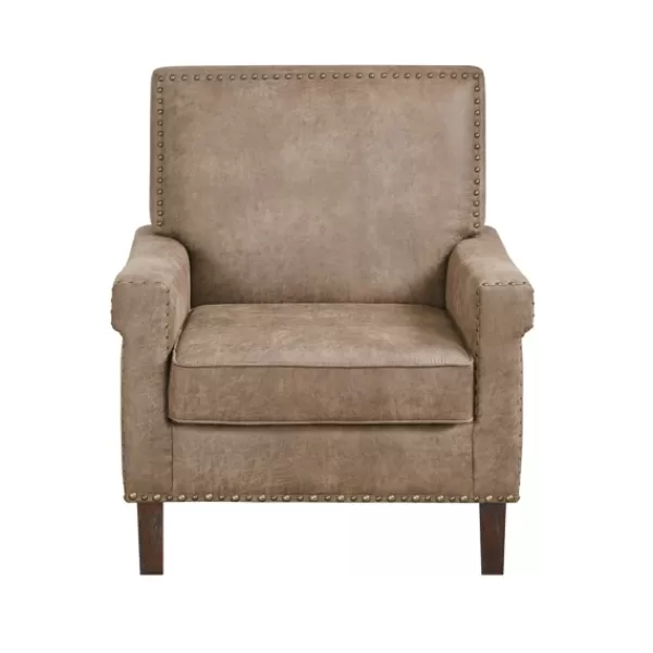 Accent Chairs-Kirkland's Home Martha Stewart Faux Leather Accent Chair Brown