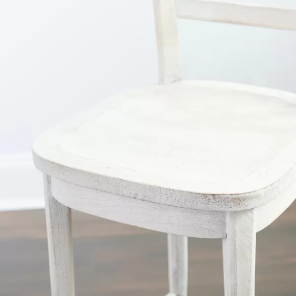 Bar Stools & Counter Height Stools-Kirkland's Home Martin Lime Wash Open Back Wood Bar Stool White