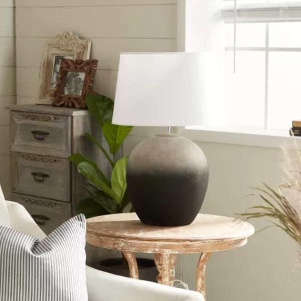 Table Lamps-Kirkland's Home Matte Black Ombre Textured Table Lamp, 23 In. White