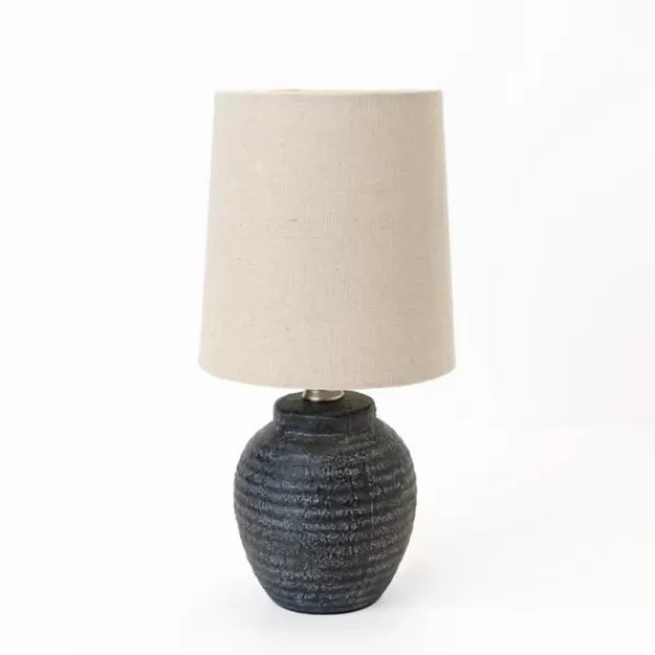 Table Lamps-Kirkland's Home Matte Charcoal Ribbed Mini Table Lamp Tan