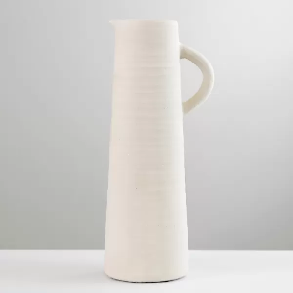 Vases-Kirkland's Home Matte Egg Shell Pitcher Vase Ivory