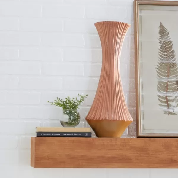 Vases-Kirkland's Home Matte Terracotta Fluted Ceramic Vase, 20 In. Red/Orange