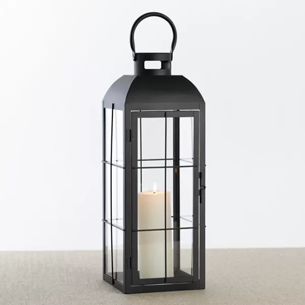 Lanterns-Kirkland's Home Matte Window Pane Lantern, 24 In. Black