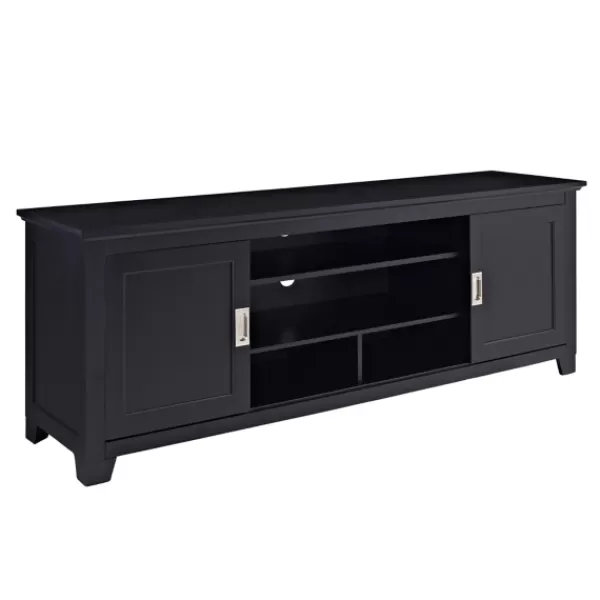 Tv Stands & Media Consoles-Kirkland's Home Matte Wood Sliding Doors Media Console Black