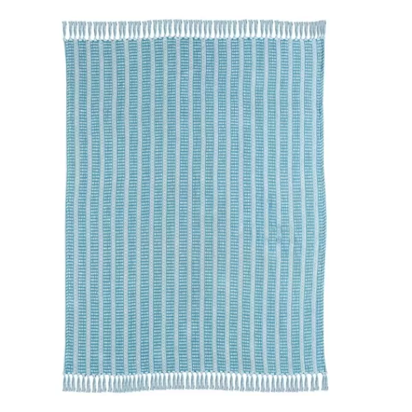 Blankets & Throws-Kirkland's Home Maui Striped Fringe Throw Blue
